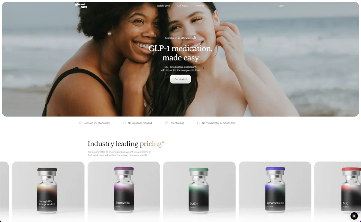 Gimme Care website homepage